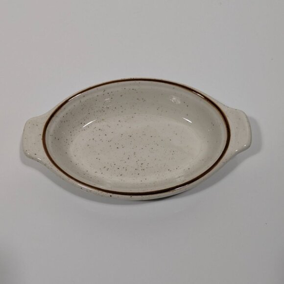 Syracuse Speckled Brown Oval Au Gratin Dish Vintage Ceramic Serving Bakeware - Picture 1 of 6